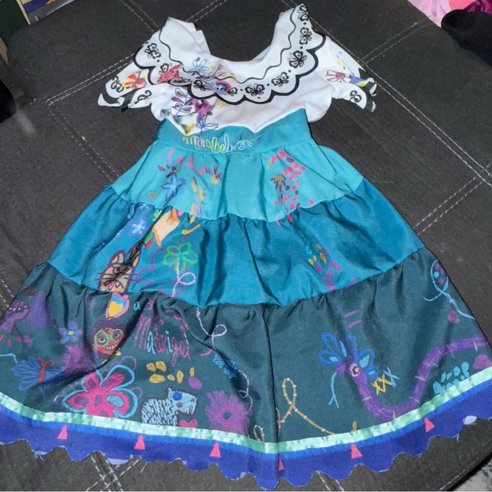 Encanto Blue and White Kids Costume Dress